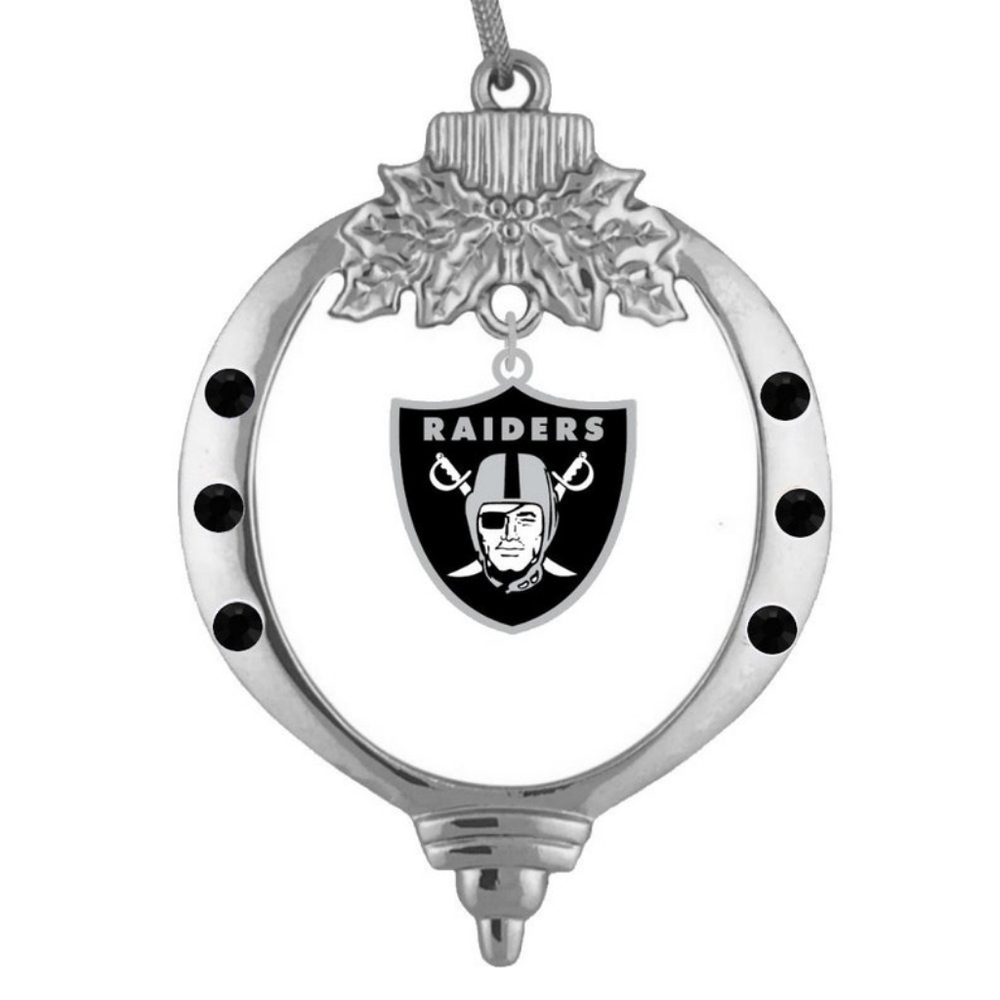 NWT Las Vegas Raiders Shield Logo Silver Christmas Ornament